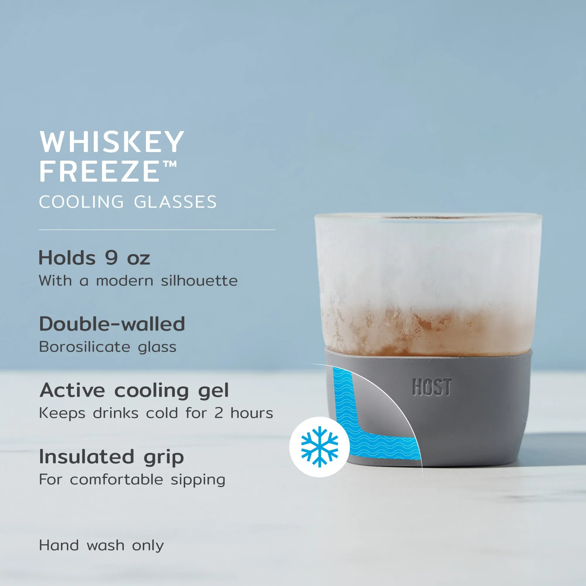 Glass Whiskey FREEZE™ Cooling Cup in Gray, Set of 2