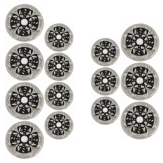 Golden Floral Metal Buttons with White Centers(8 Small   4 Big)