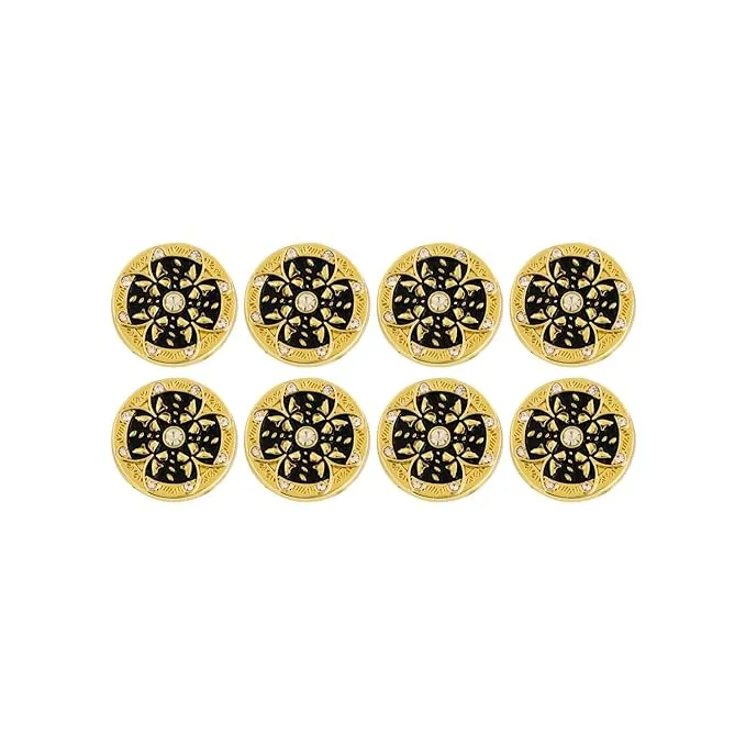 Golden Floral Metal Buttons with White Centers(8 Small   4 Big)