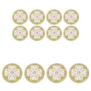 Golden Floral Metal Buttons with White Centers(8 Small   4 Big)