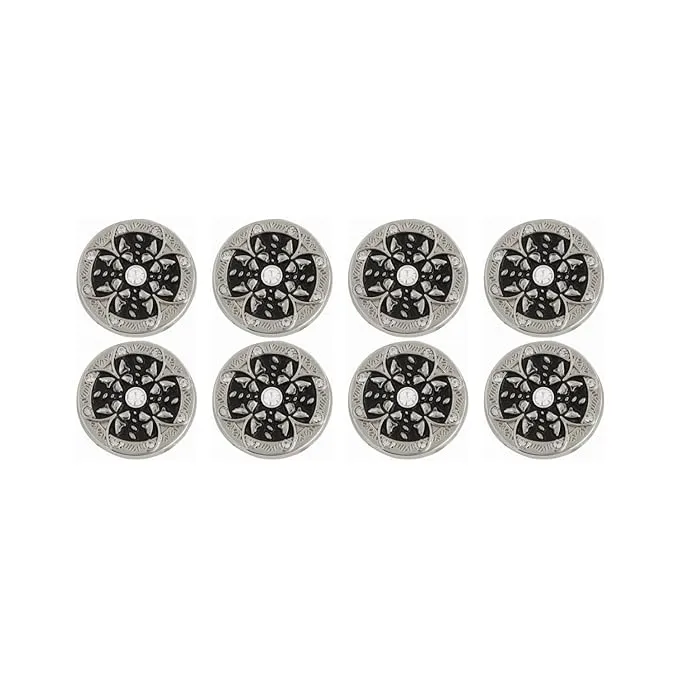 Golden Floral Metal Buttons with White Centers(8 Small   4 Big)