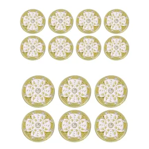 Golden Floral Metal Buttons with White Centers(8 Small   6 Big)