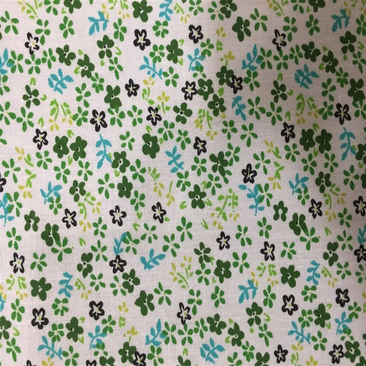 Green Small Floral Print Poly Cotton Fabric