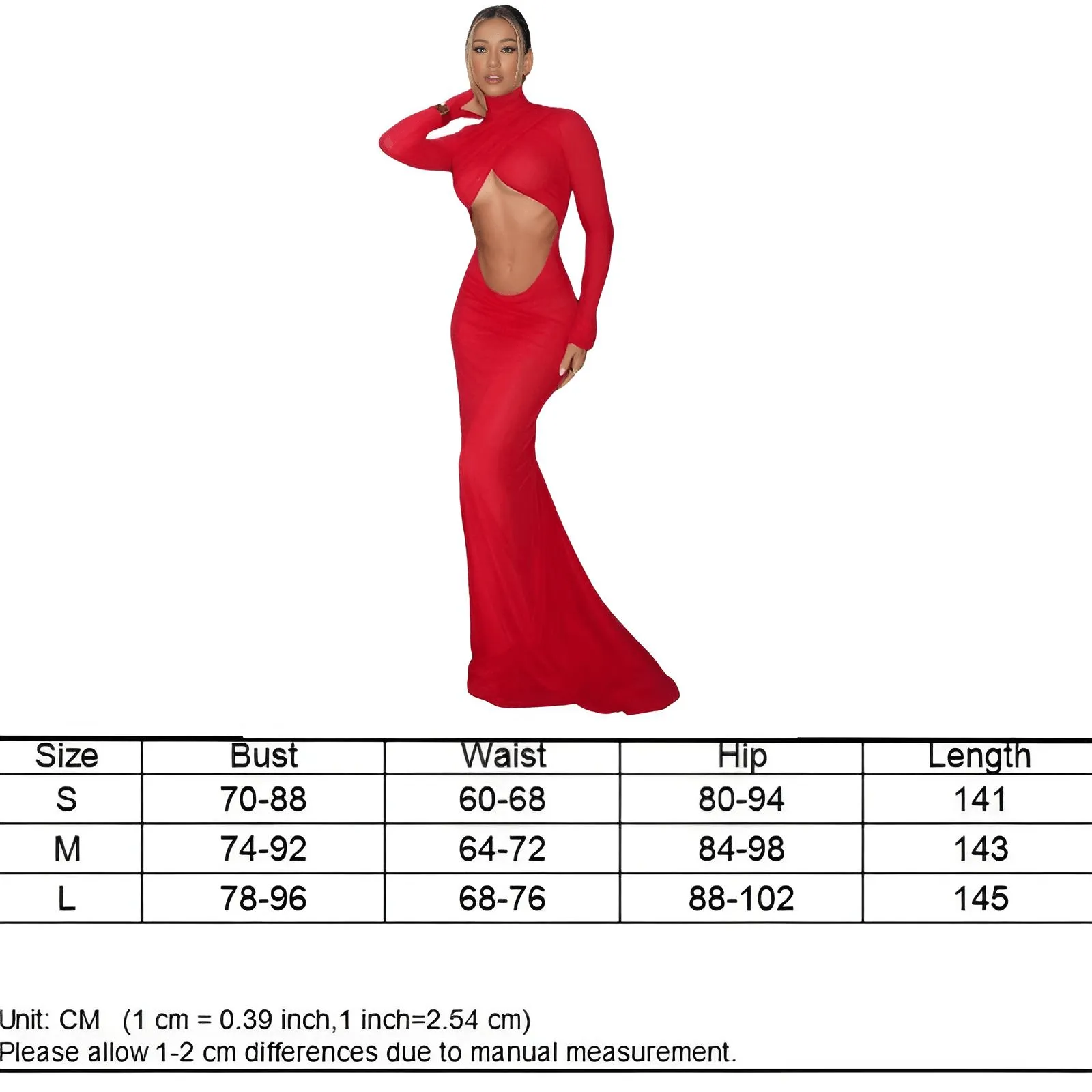 Hollow Out Sexy Backless Club Women Dresses Long Sleeve Red Sheath Dress