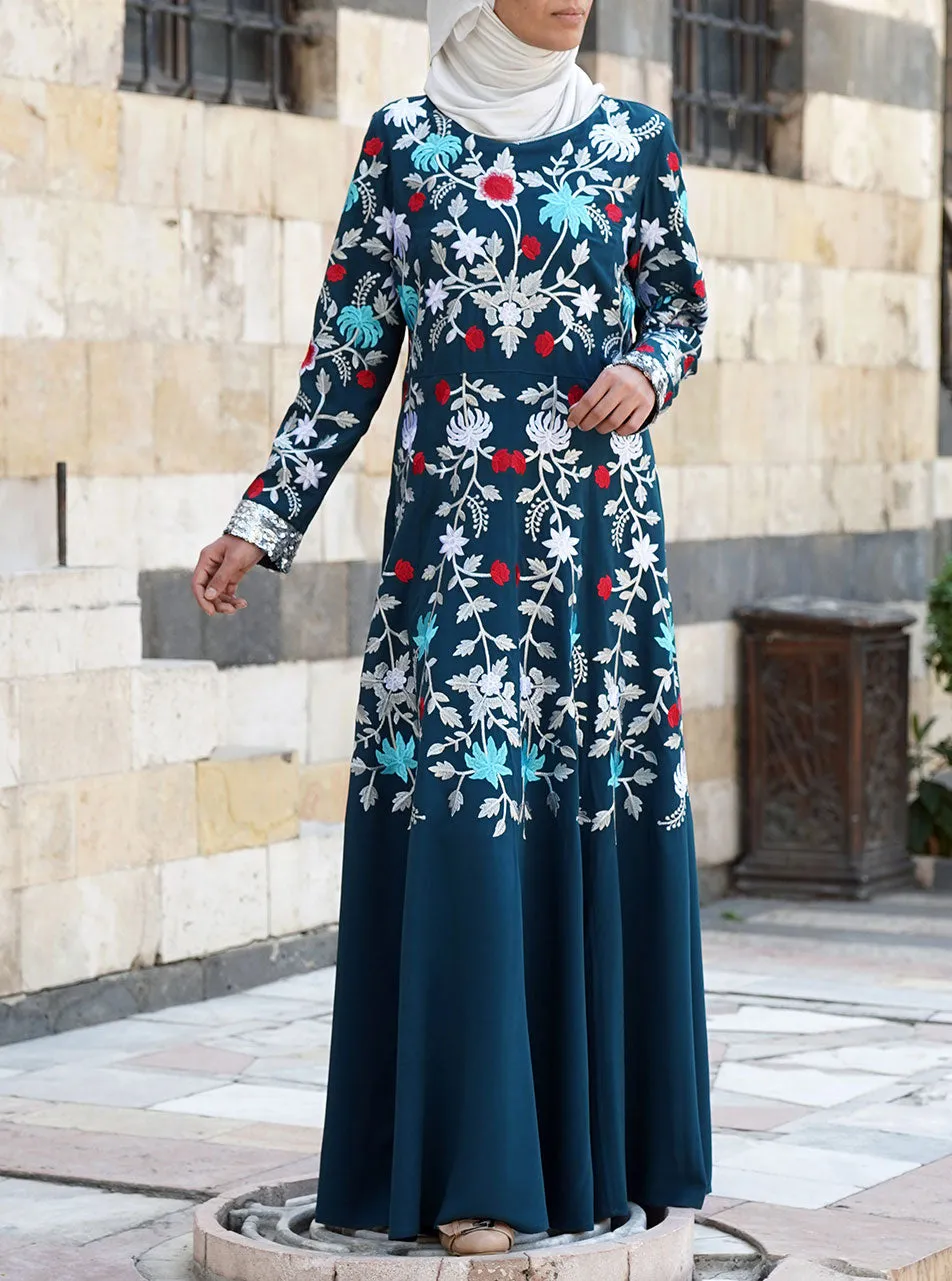 Huzailah Embroidered Abaya Gown