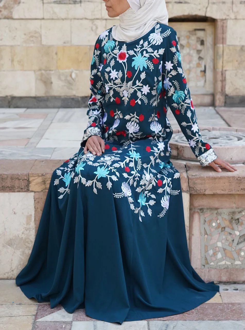 Huzailah Embroidered Abaya Gown