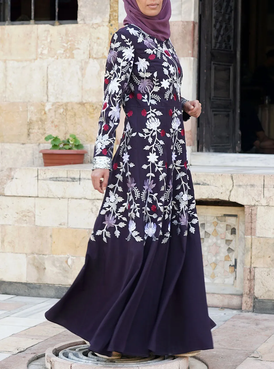 Huzailah Embroidered Abaya Gown