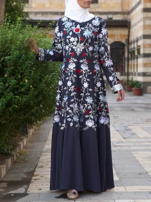 Huzailah Embroidered Abaya Gown