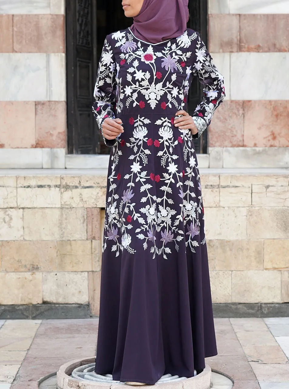 Huzailah Embroidered Abaya Gown