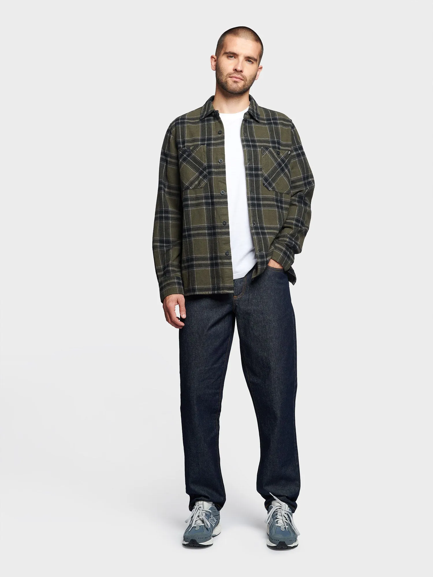 Large Check Overshirt in Forest Night