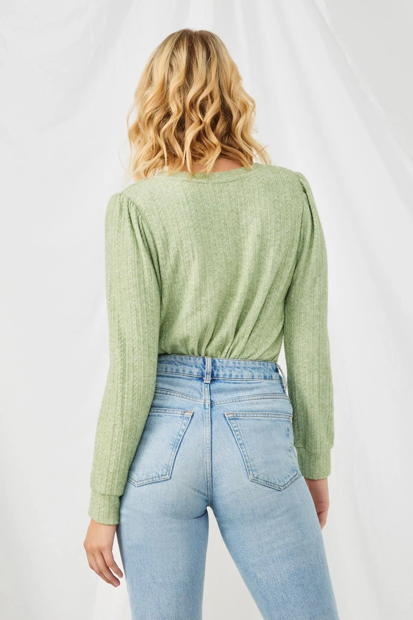 Long Sleeve Cable Knit Detail Top