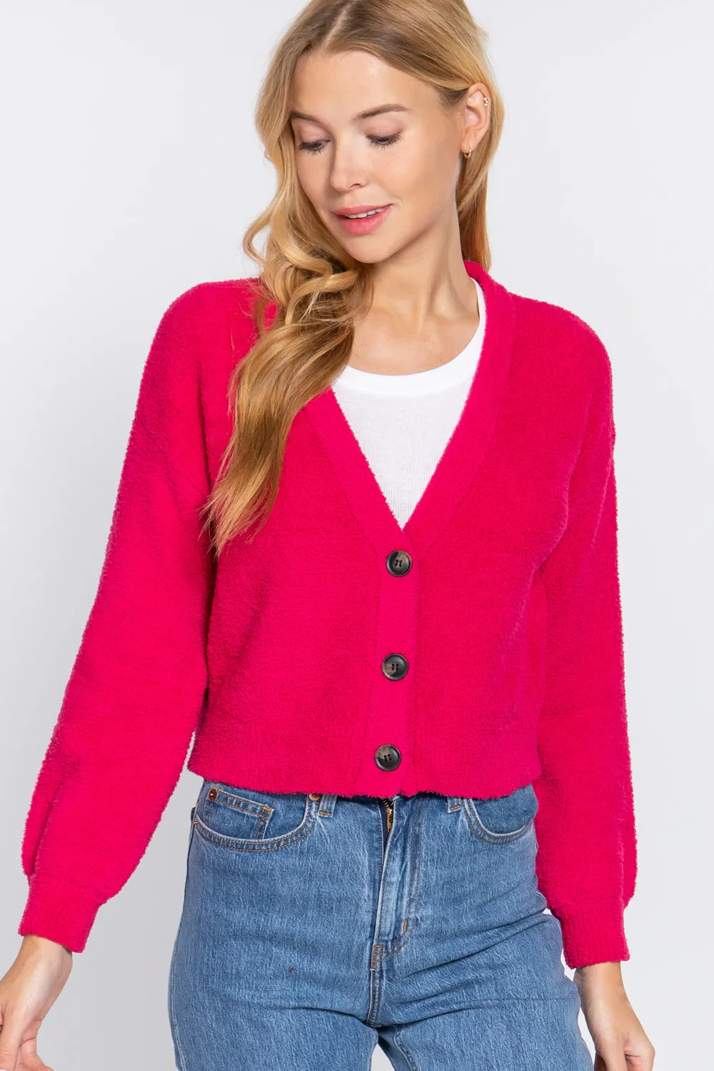 Long Slv V-neck Sweater Cardigan