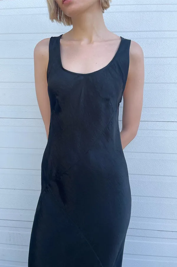 Luster Bias Dress in Black (Sold Out)