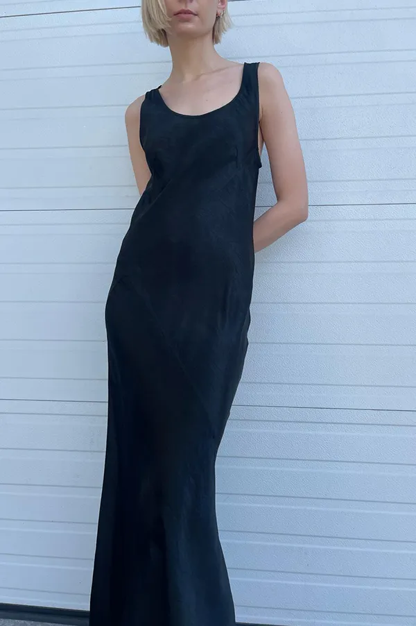 Luster Bias Dress in Black (Sold Out)