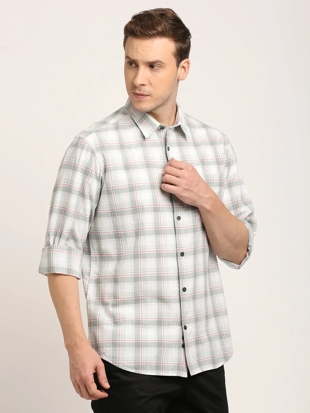 Men Checked Full Sleeve Cotton Shirt