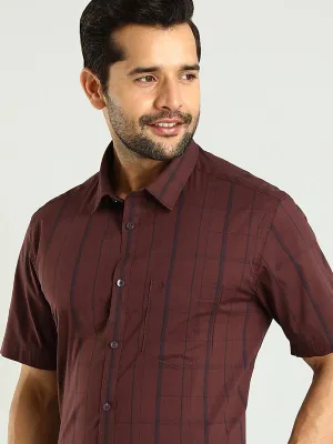 Men Checked Half Sleeve Cotton Blend Shirt