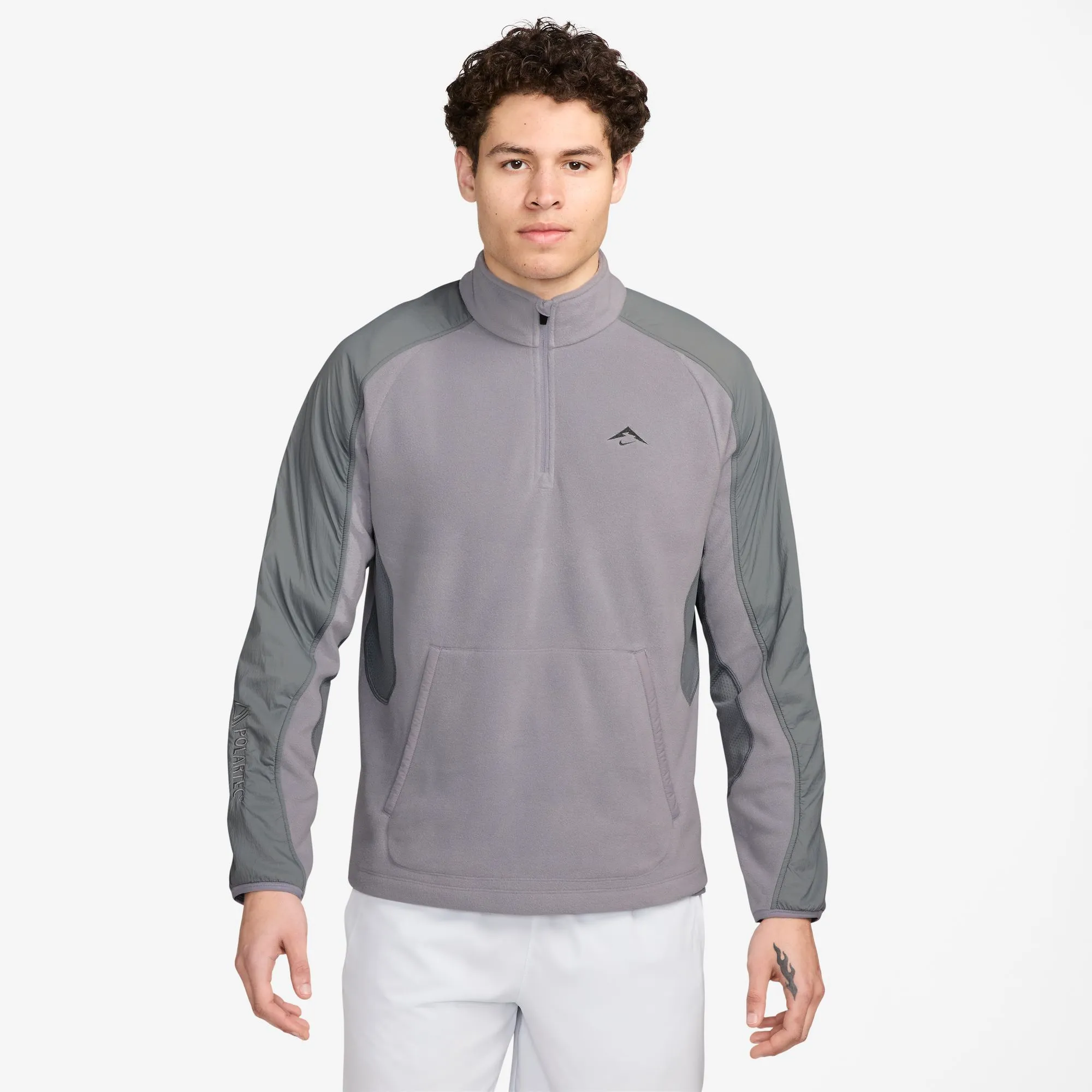 MEN'S 1/4-ZIP FLEECE POLARTEC LONG SLEEVE - 078 CEMENT GREY/SMOKE GREY/BLACK