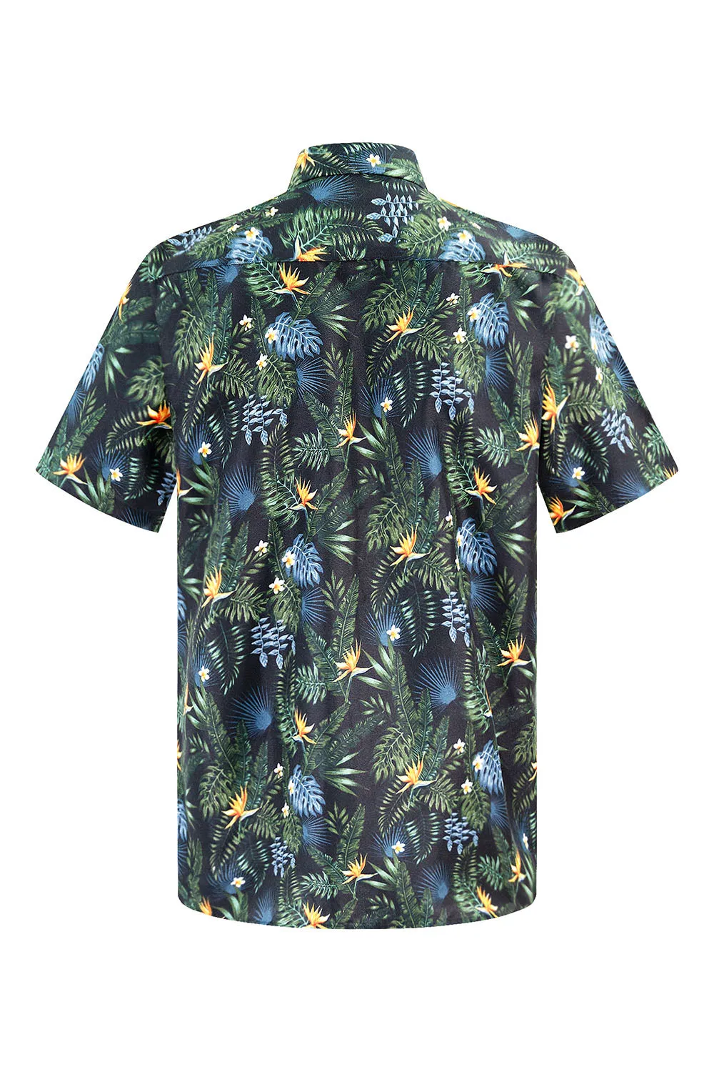 Men's Jungle Floral Print Button Down Short Sleeve Shirts