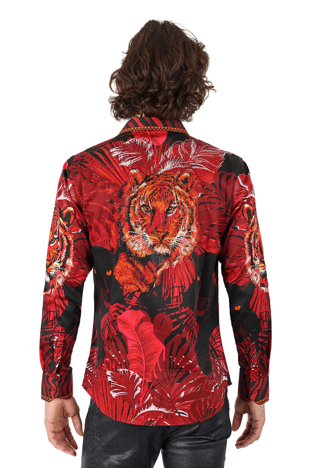 Men's Rhinestone Baroque Long Sleeve Shirt