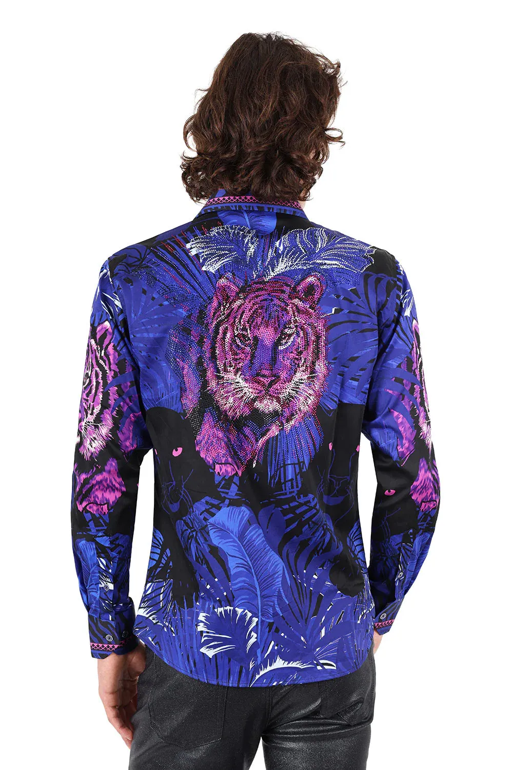 Men's Rhinestone Baroque Long Sleeve Shirt