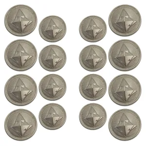 Metallic Pyramid Metal Buttons(8 Big   8 Small)