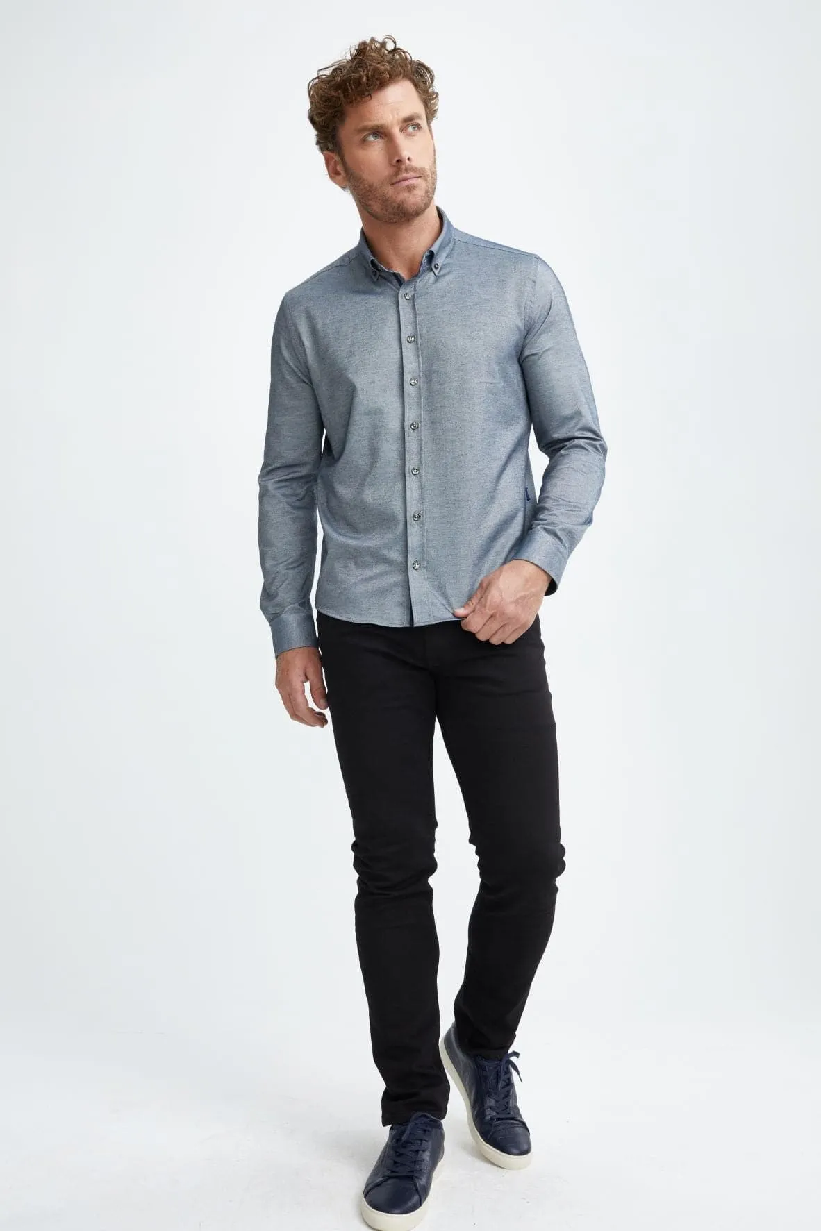 Navy T-Series Solid Twill Woven Shirt