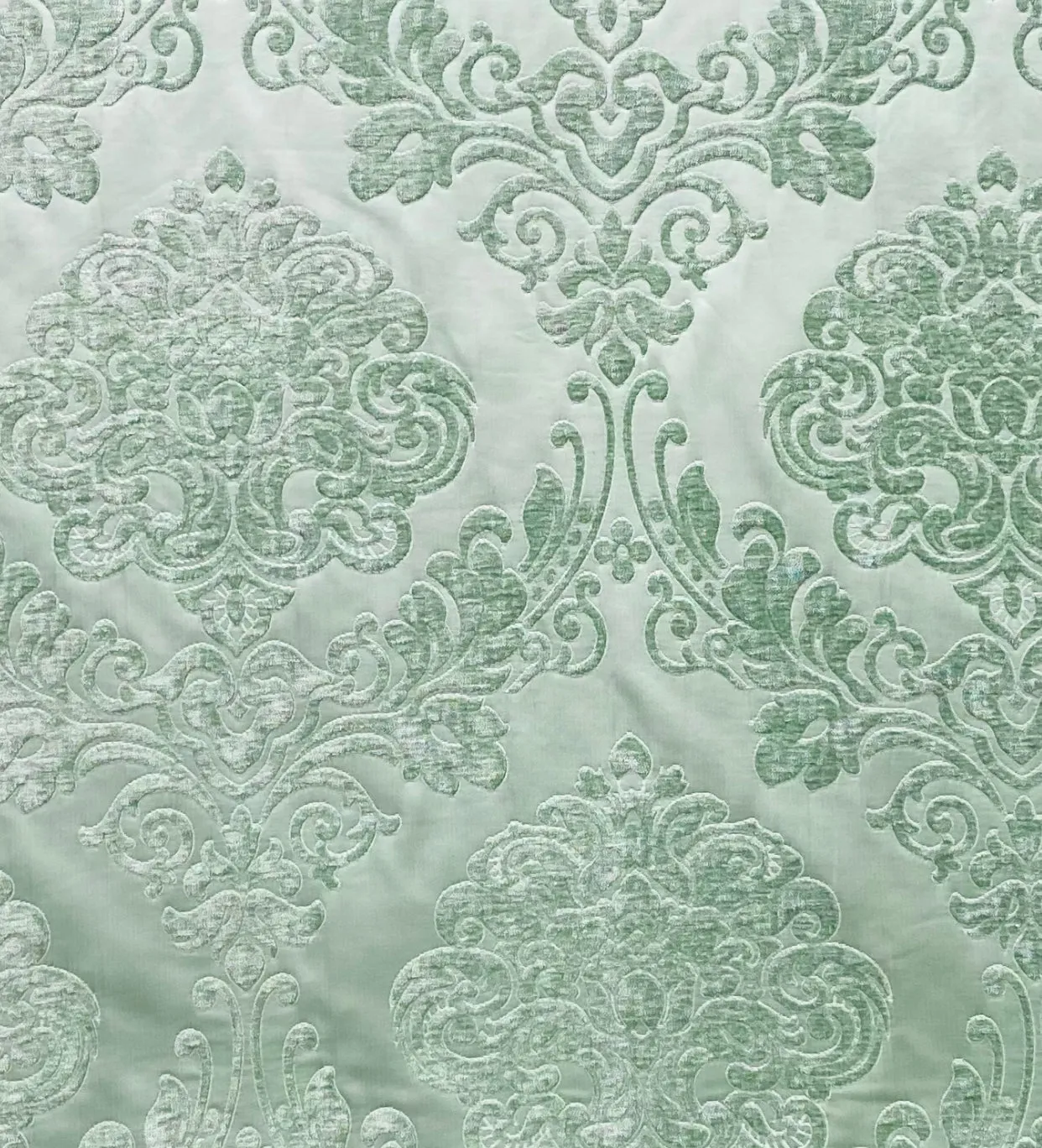 NEW King Julius Designer Brocade Satin Burnout Chenille Velvet Fabric - Mint