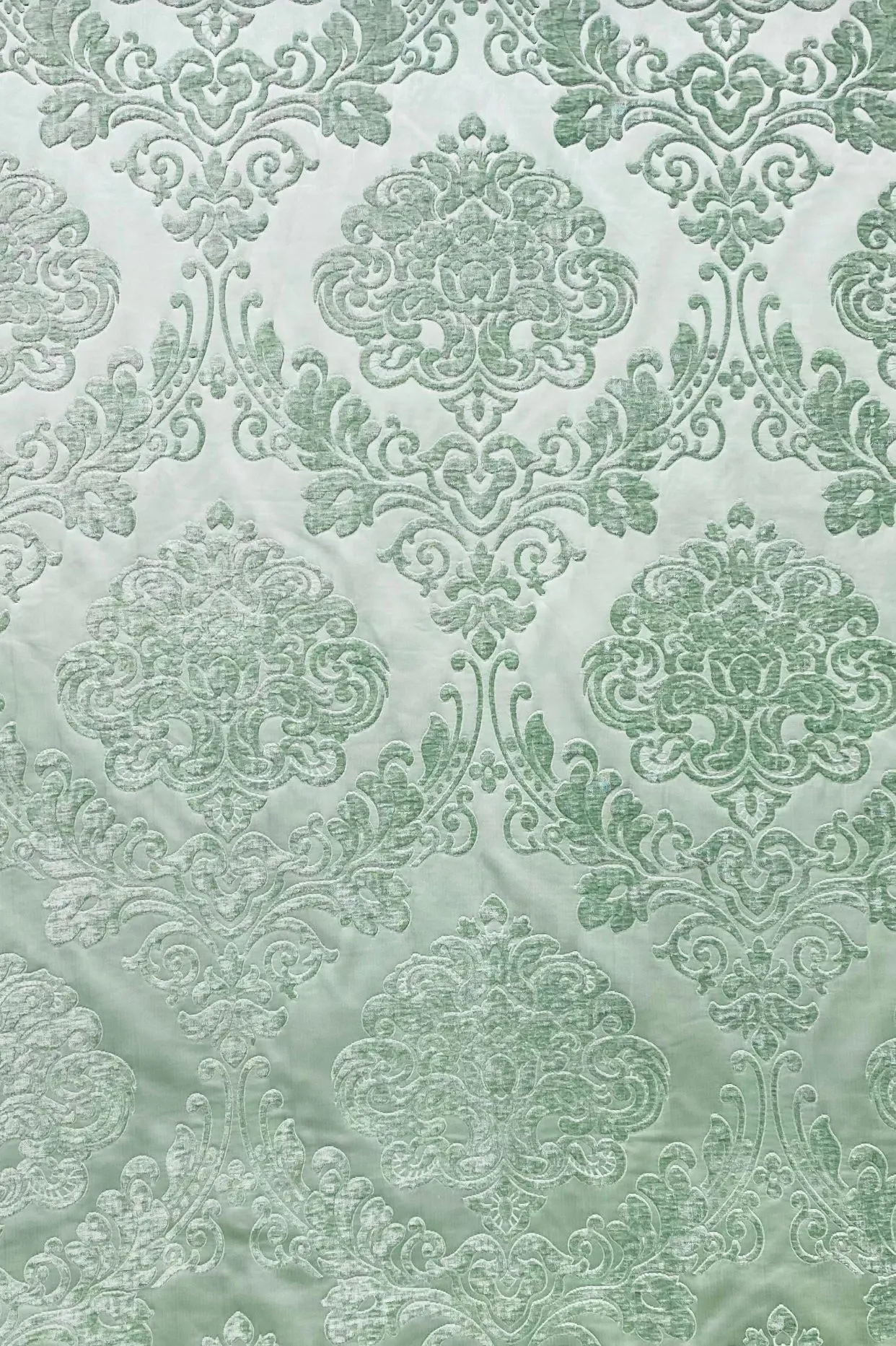 NEW King Julius Designer Brocade Satin Burnout Chenille Velvet Fabric - Mint