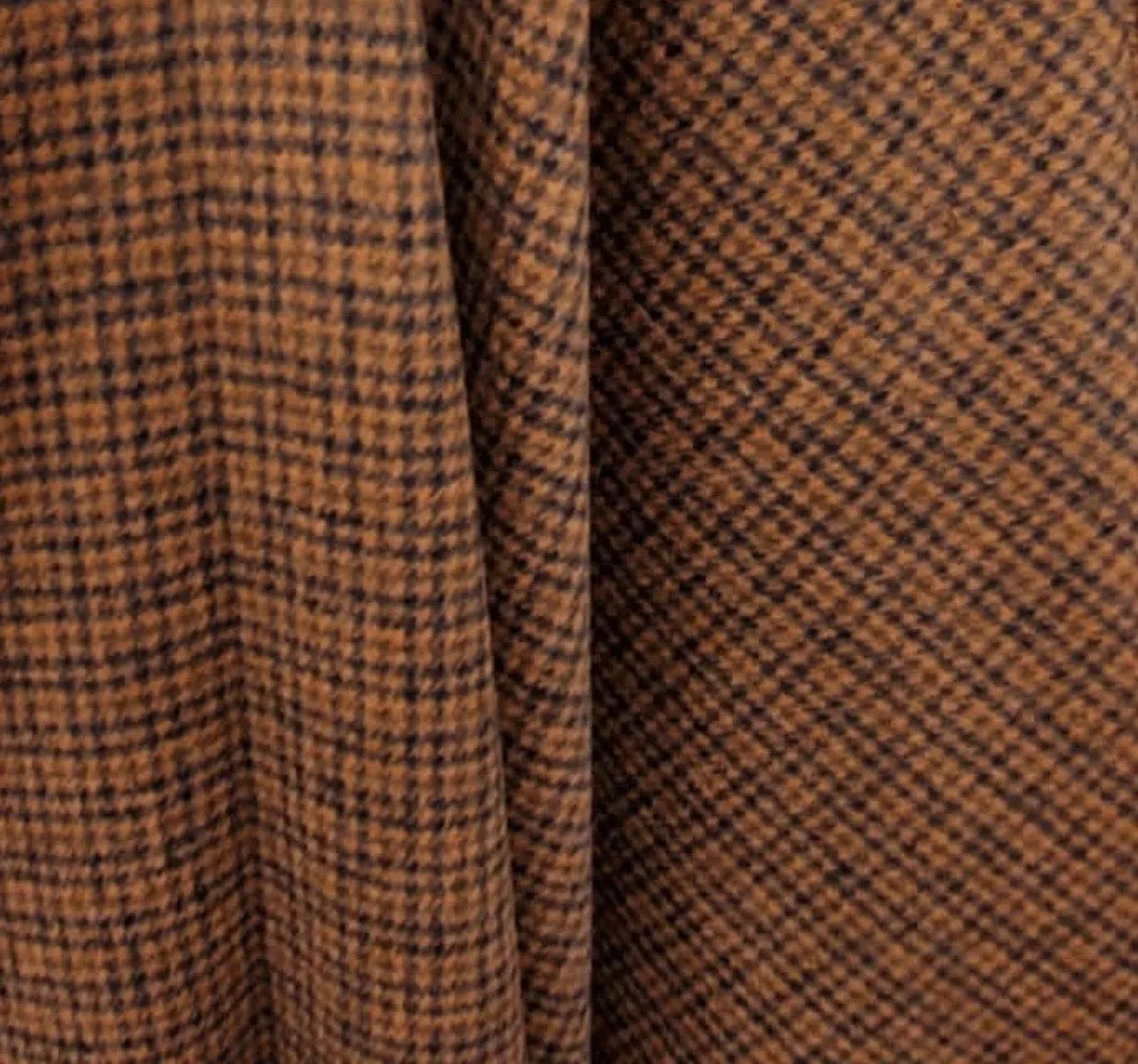 NEW Lord Sherlock 100% Camel Hair Tweed Coat Fabric in Orange and Brown Made in Italy