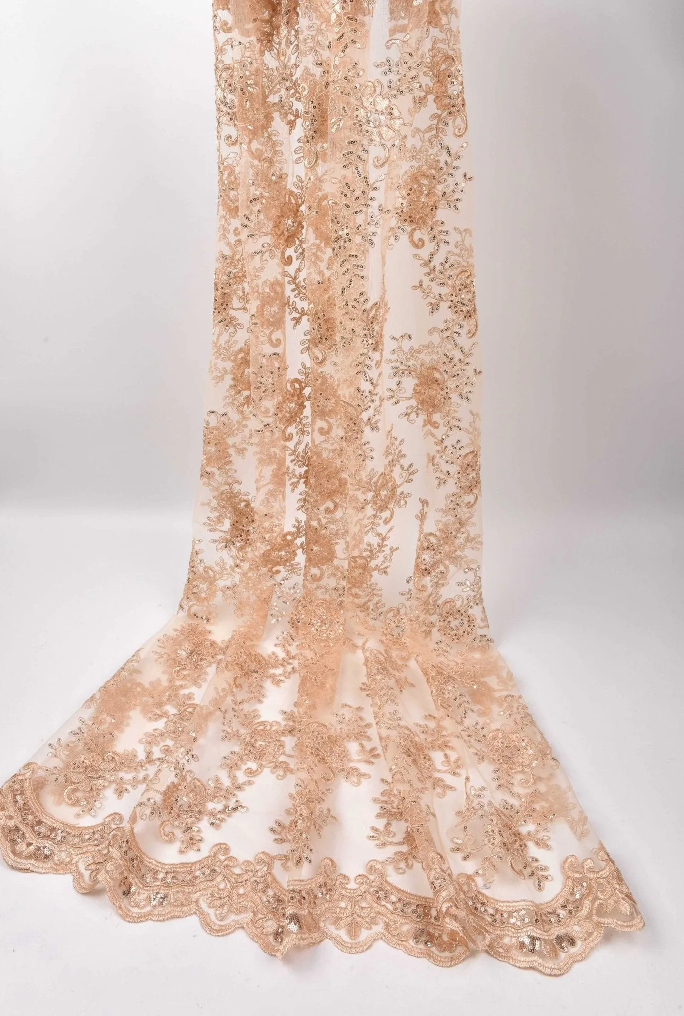 Nylon Mesh Bridal Wear Mesh Cord Lace Embroidery with Sequins Le petite Florista - GK 6584/22