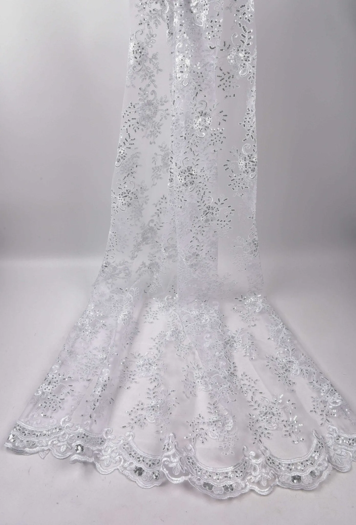 Nylon Mesh Bridal Wear Mesh Cord Lace Embroidery with Sequins Le petite Florista - GK 6584/22