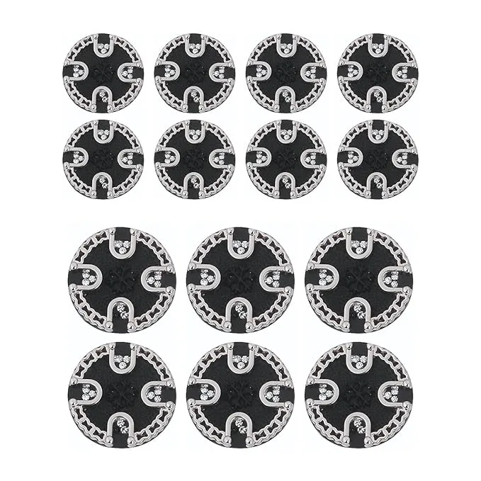 Ornate Diamond Pattern Metal Buttons(7 Big   7 Small)