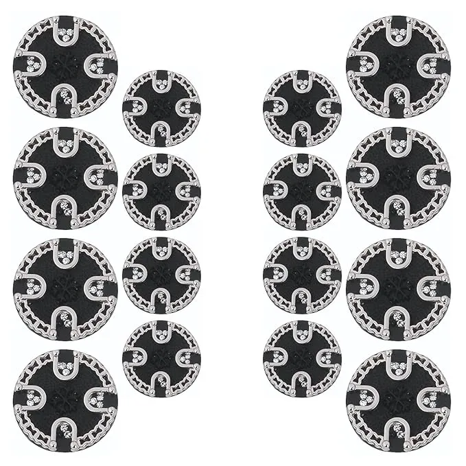 Ornate Diamond Pattern Metal Buttons(7 Big   7 Small)