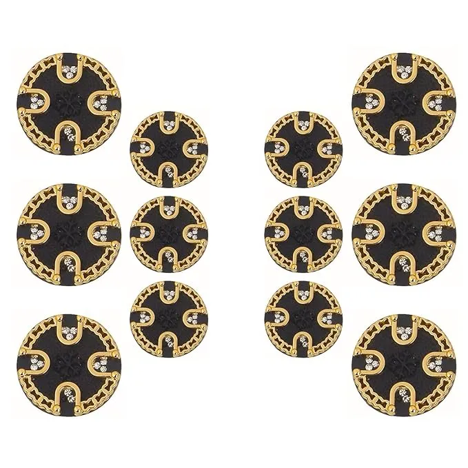 Ornate Diamond Pattern Metal Buttons(7 Big   7 Small)