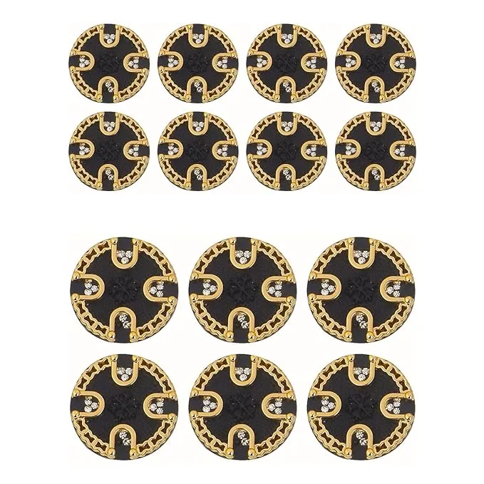 Ornate Diamond Pattern Metal Buttons(7 Big   7 Small)