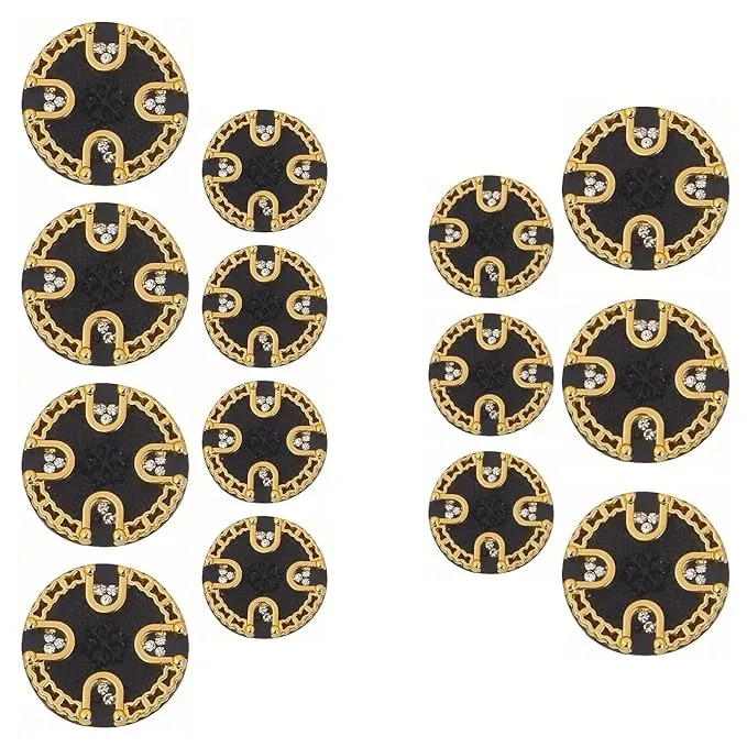 Ornate Diamond Pattern Metal Buttons(7 Big   7 Small)