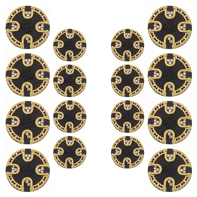 Ornate Diamond Pattern Metal Buttons(7 Big   7 Small)