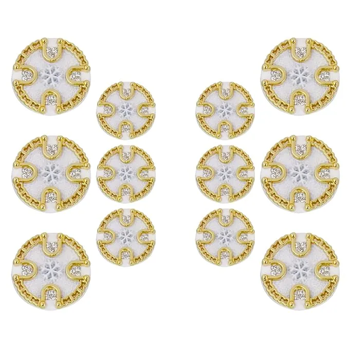 Ornate Diamond Pattern Metal Buttons(7 Big   7 Small)