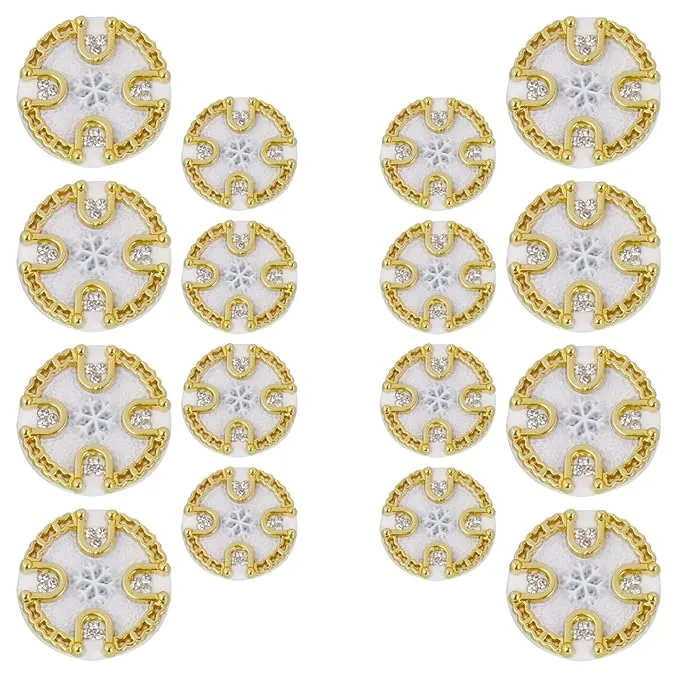 Ornate Diamond Pattern Metal Buttons(7 Big   7 Small)