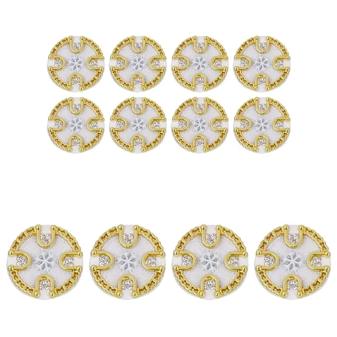 Ornate Diamond Pattern Metal Buttons(7 Big   7 Small)