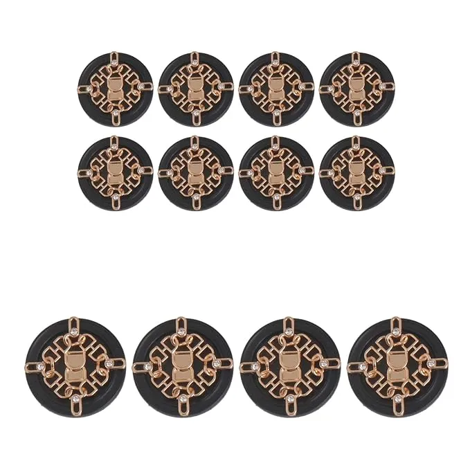 Ornate Floral and Diamond Metal Buttons(6 Big   6 Small)