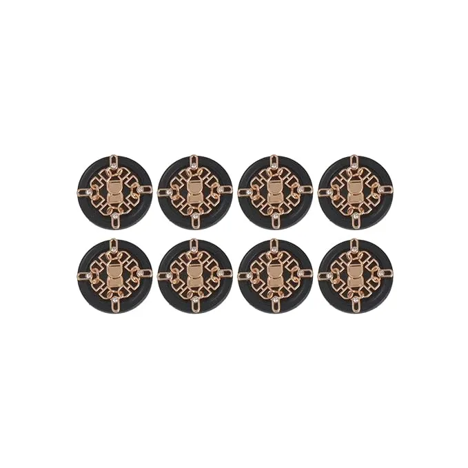 Ornate Floral and Diamond Metal Buttons(6 Big   6 Small)