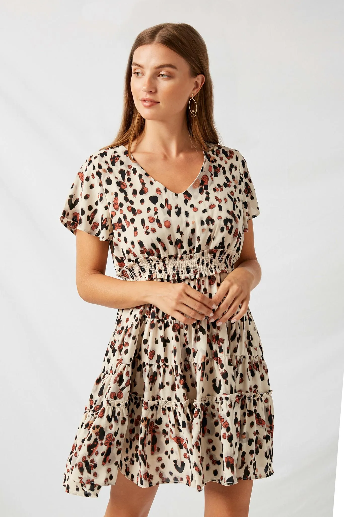 Printed Smocked Waist Dress