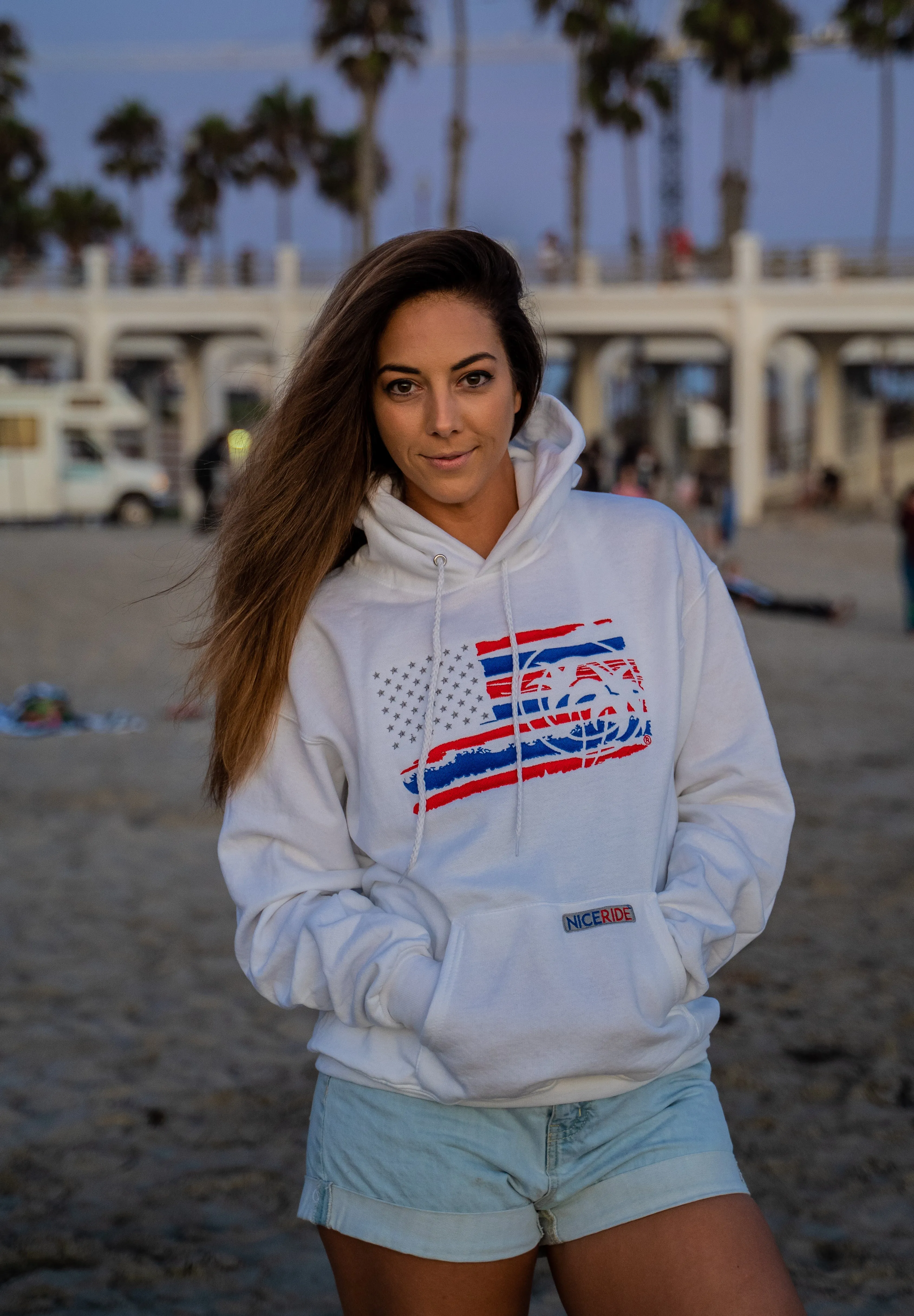 "Strong Faded" White Pullover Hoodie For Men And Women