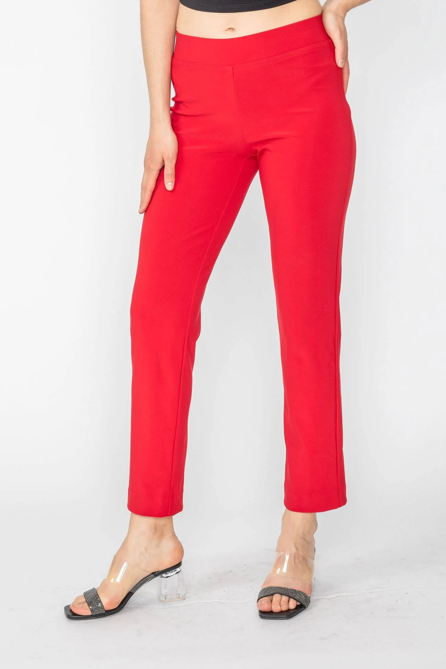 Red High Tech Pull On Slim Pants