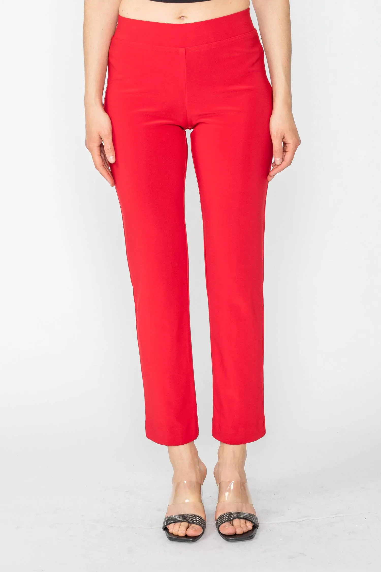 Red High Tech Pull On Slim Pants