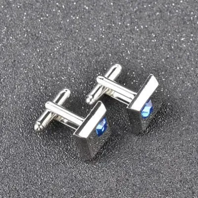 Square Blue Crystal Cufflink For Men's