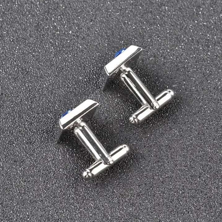 Square Blue Crystal Cufflink For Men's