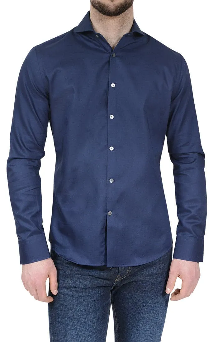 Textured Button Up Shirt in Navy