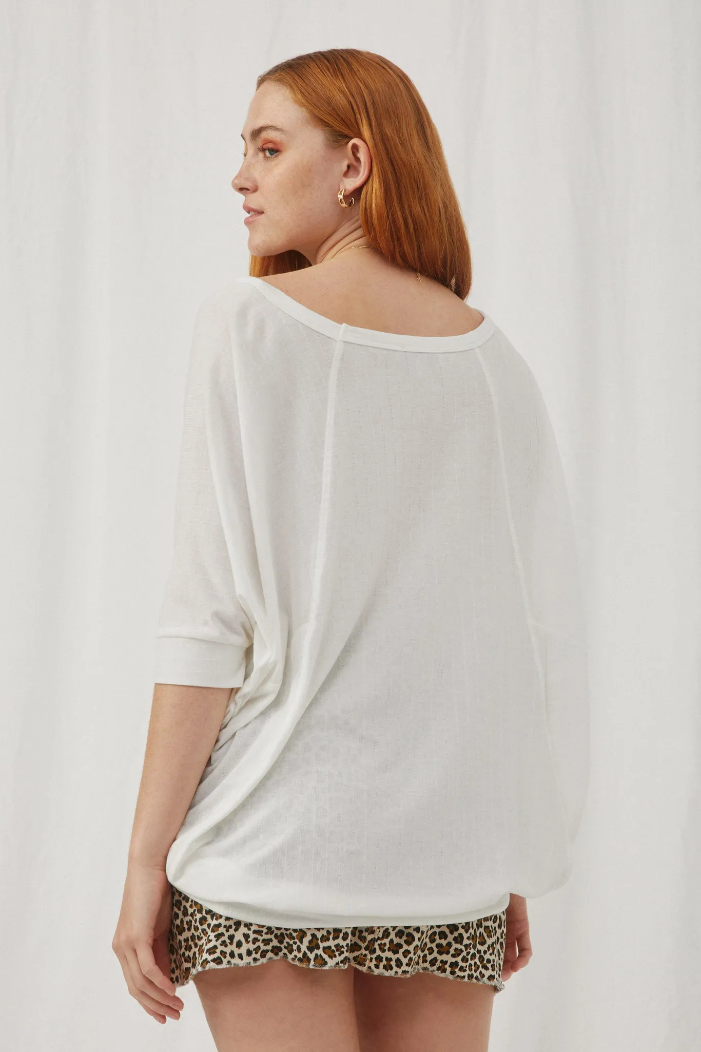 Textured Rib Sheer Off Shoulder Top